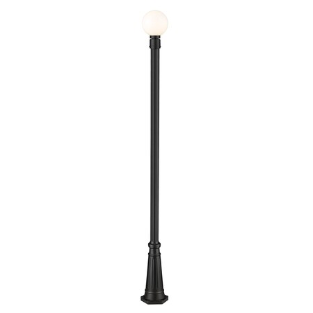 Z-Lite Laurent Outdoor Post Mounted Fixture, 1-Light, 10 In.W x 105.5 In.H, Black/Opal 597PHM-519P-BK